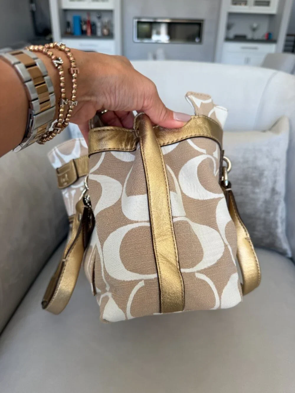 Coach Vintage Y2K Penelope Signature Jacquard Metallic Gold